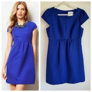 Anthropologie HD in Paris Empress Jacquard Cap Sleeve ALine Dress in Royal Blue